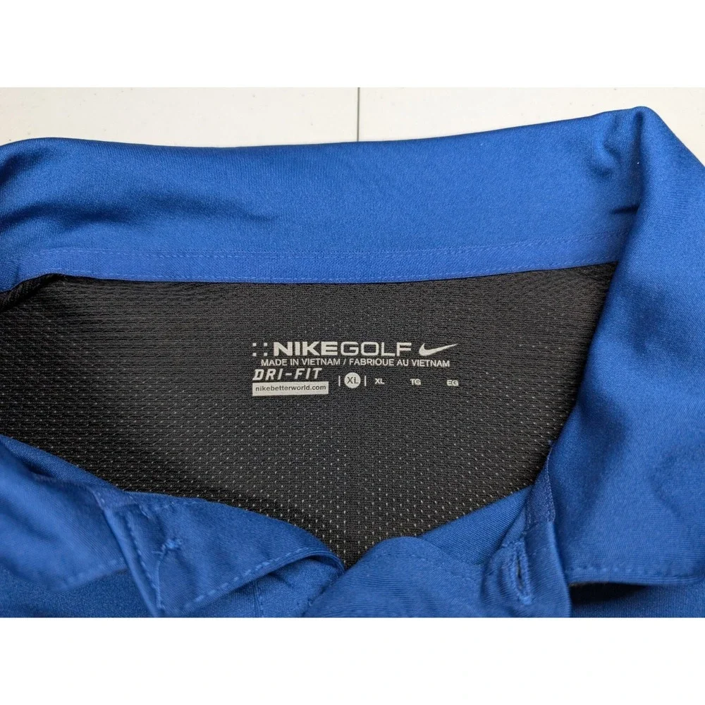 Nike Golf Dri-Fit Quick-Step Polo Shirt XL Blue Black Breathable‎ Short Sleeve